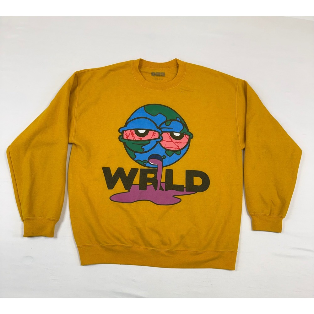 Juice Wrld 999 Club Sick Earth WRLD Graphic Sweatshirt Mustard Yellow Mens L